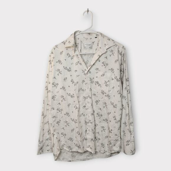 Zara Man Premium Cotton Floral Long Sleeve Button Down M - Picture 1 of 4